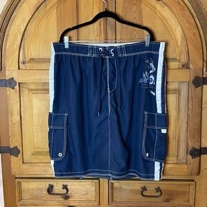 Aeropostale - Blue and White Swim Skirt with Cargo Pockets - Size XXL